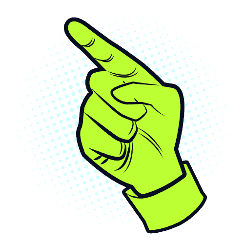 a green hand pointing