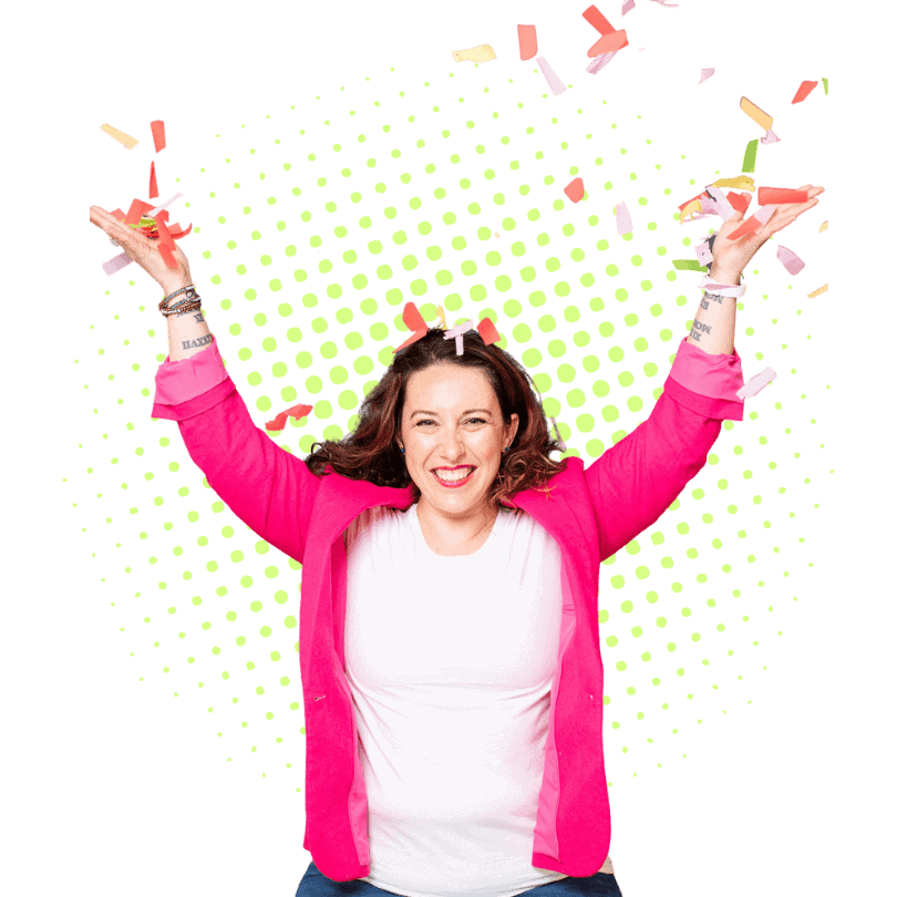 Nikki throwing confetti in the air
